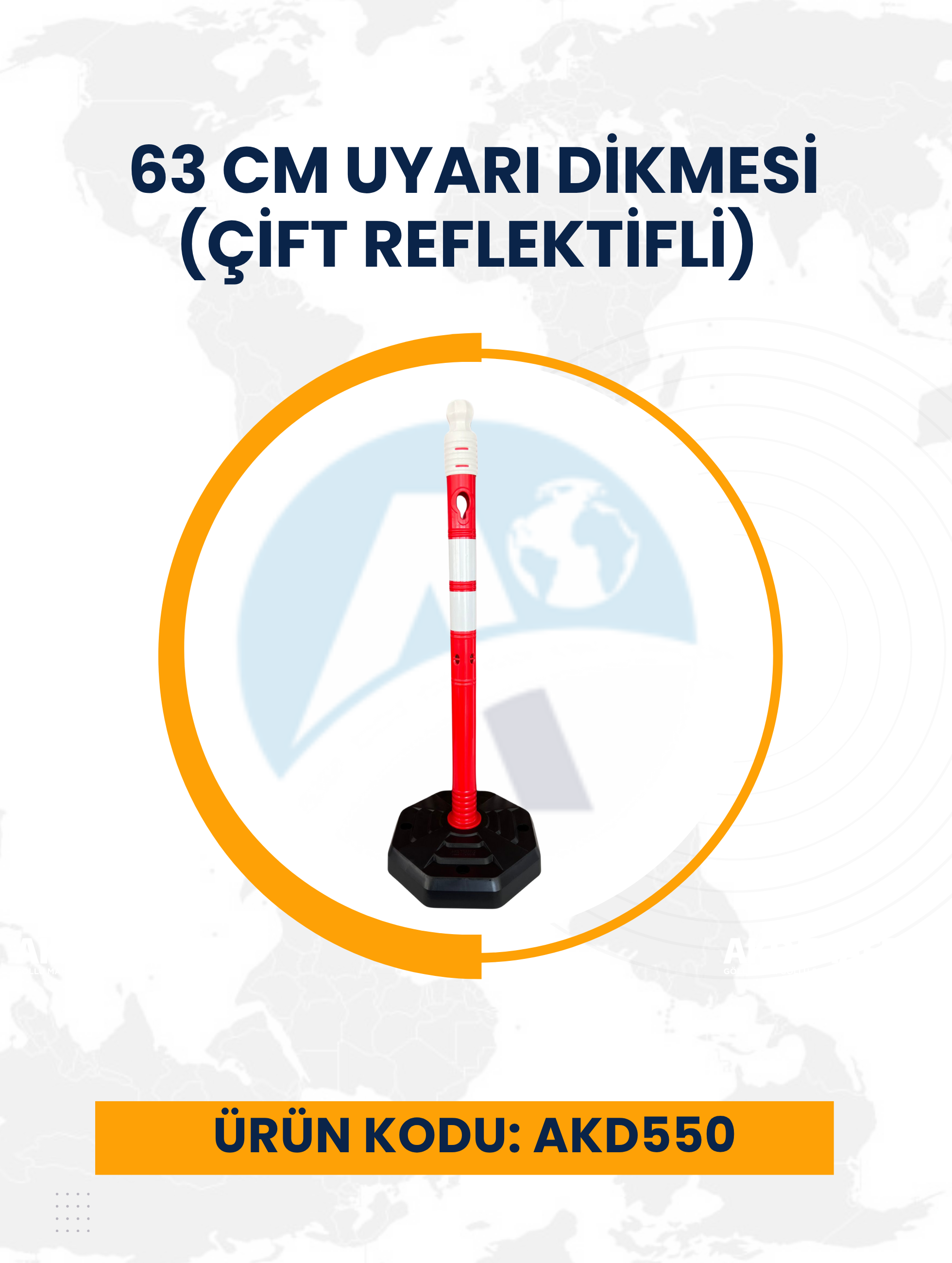 63 Cm Uyarı Dikmesi (Çift Reflektifli)